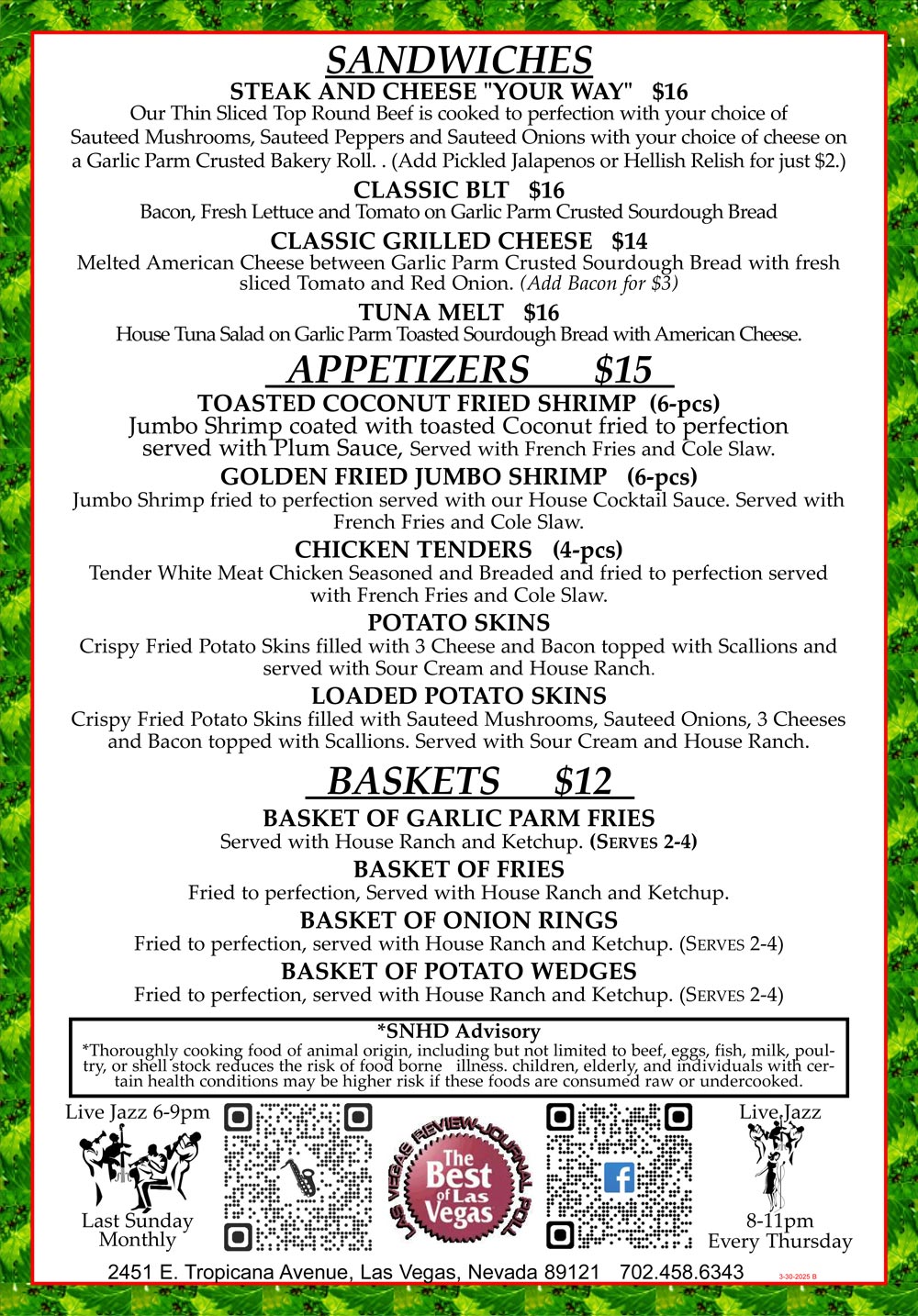 FOOD MENU B